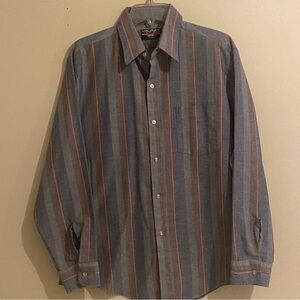 Vintage Americana Collection Size L Striped Multicolor Button Up Pocket Shirt